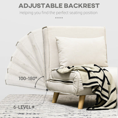 Fauteuil convertible HOMCOM, canapé-lit multifonctionnel 2 en 1, fauteuil-lit avec dossier réglable pour salon, beige