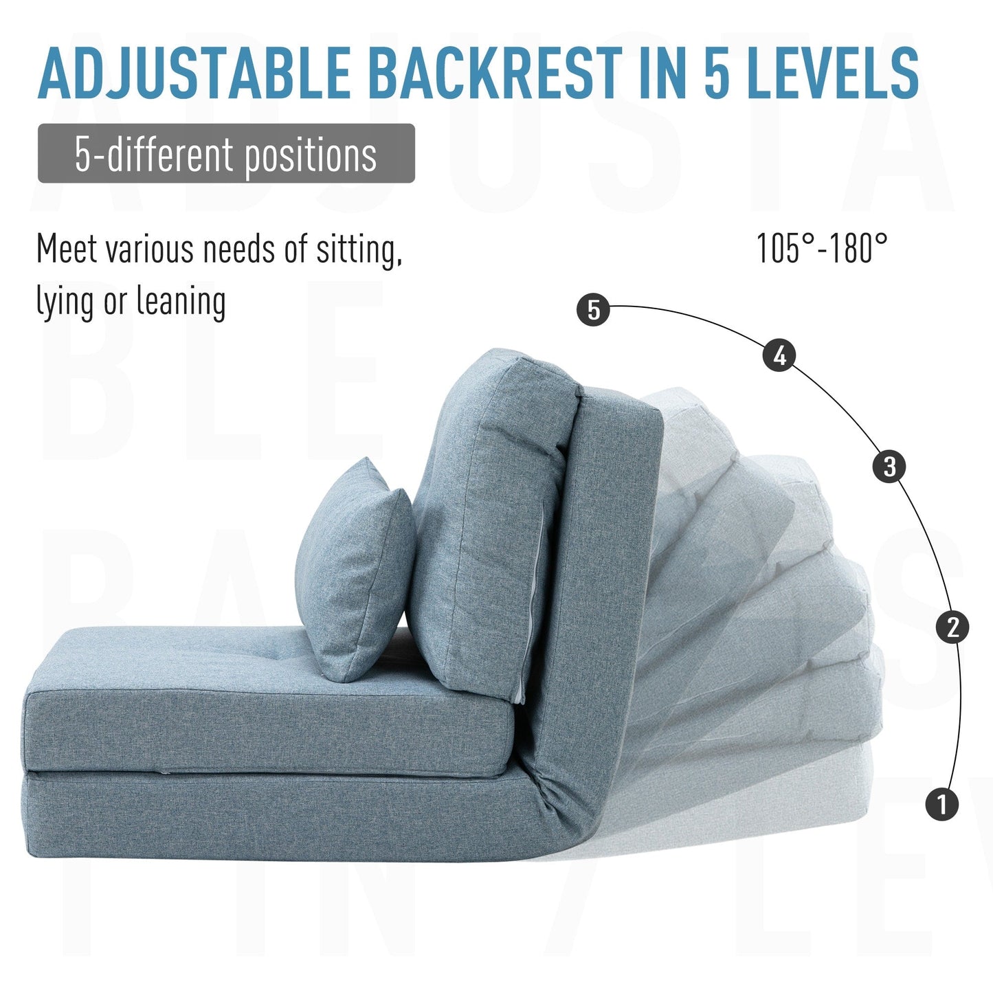 Fauteuil convertible rabattable et rembourré HOMCOM, canapé-lit de sol