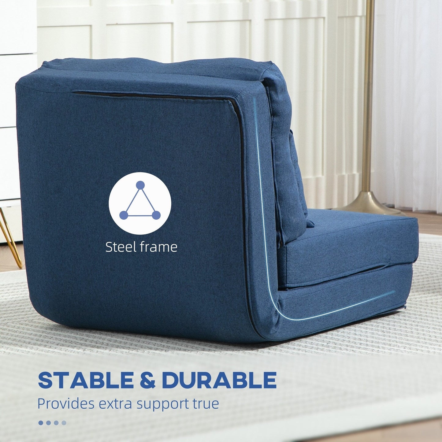 Fauteuil convertible rabattable et rembourré HOMCOM, canapé-lit de sol