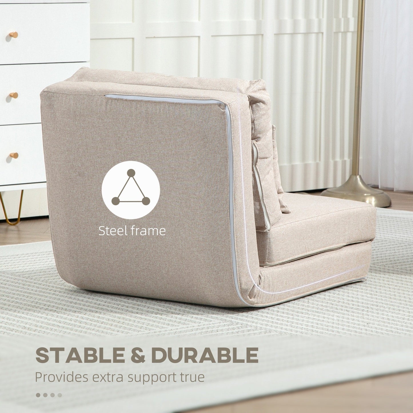 Fauteuil convertible rabattable et rembourré HOMCOM, canapé-lit de sol