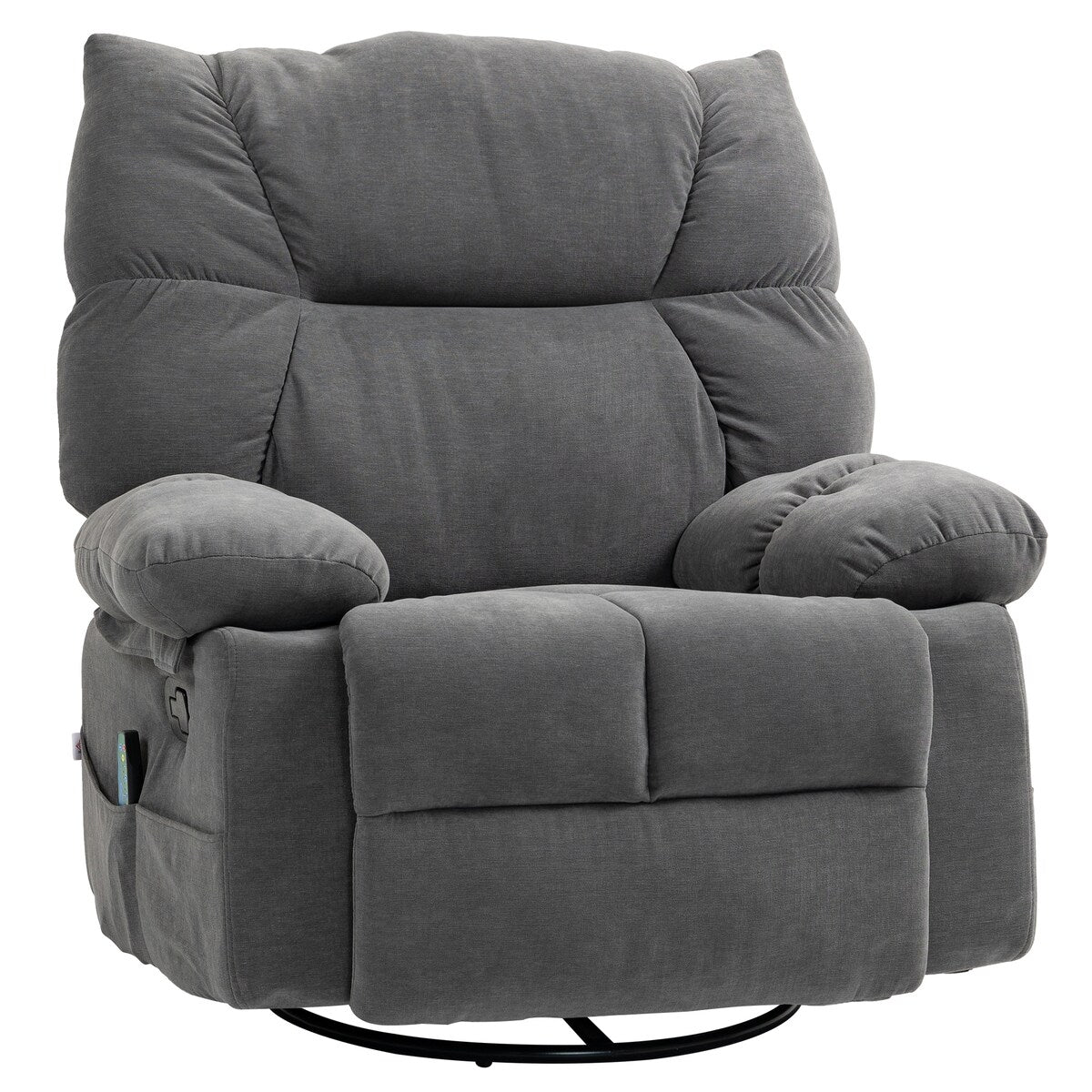 Fauteuil de massage vibrant et chauffant HOMCOM gris foncé, fauteuil à bascule pivotant surdimensionné, canapé simple