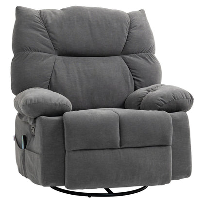 Fauteuil de massage vibrant et chauffant HOMCOM gris foncé, fauteuil à bascule pivotant surdimensionné, canapé simple