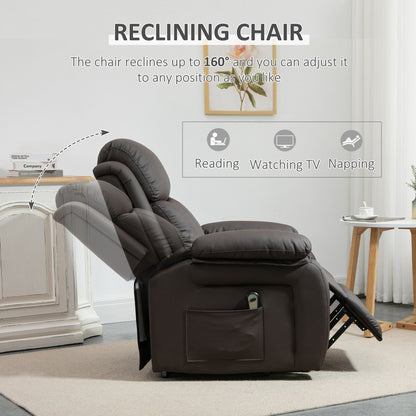 Fauteuil releveur électrique de salon HOMCOM, fauteuil inclinable électrique en cuir PU pour personnes âgées avec télécommande