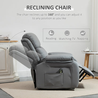 Fauteuil releveur électrique de salon HOMCOM, fauteuil inclinable électrique en cuir PU pour personnes âgées avec télécommande
