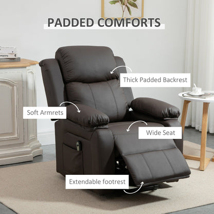 Fauteuil releveur électrique de salon HOMCOM, fauteuil inclinable électrique en cuir PU pour personnes âgées avec télécommande