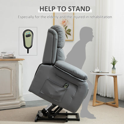 Fauteuil releveur électrique de salon HOMCOM, fauteuil inclinable électrique en cuir PU pour personnes âgées avec télécommande
