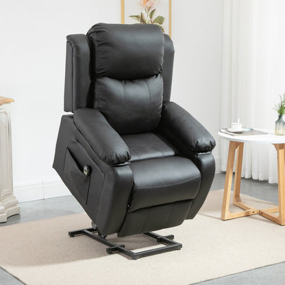 Fauteuil releveur électrique de salon HOMCOM, fauteuil inclinable électrique en cuir PU pour personnes âgées avec télécommande