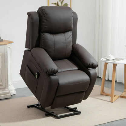 Fauteuil releveur électrique de salon HOMCOM, fauteuil inclinable électrique en cuir PU pour personnes âgées avec télécommande