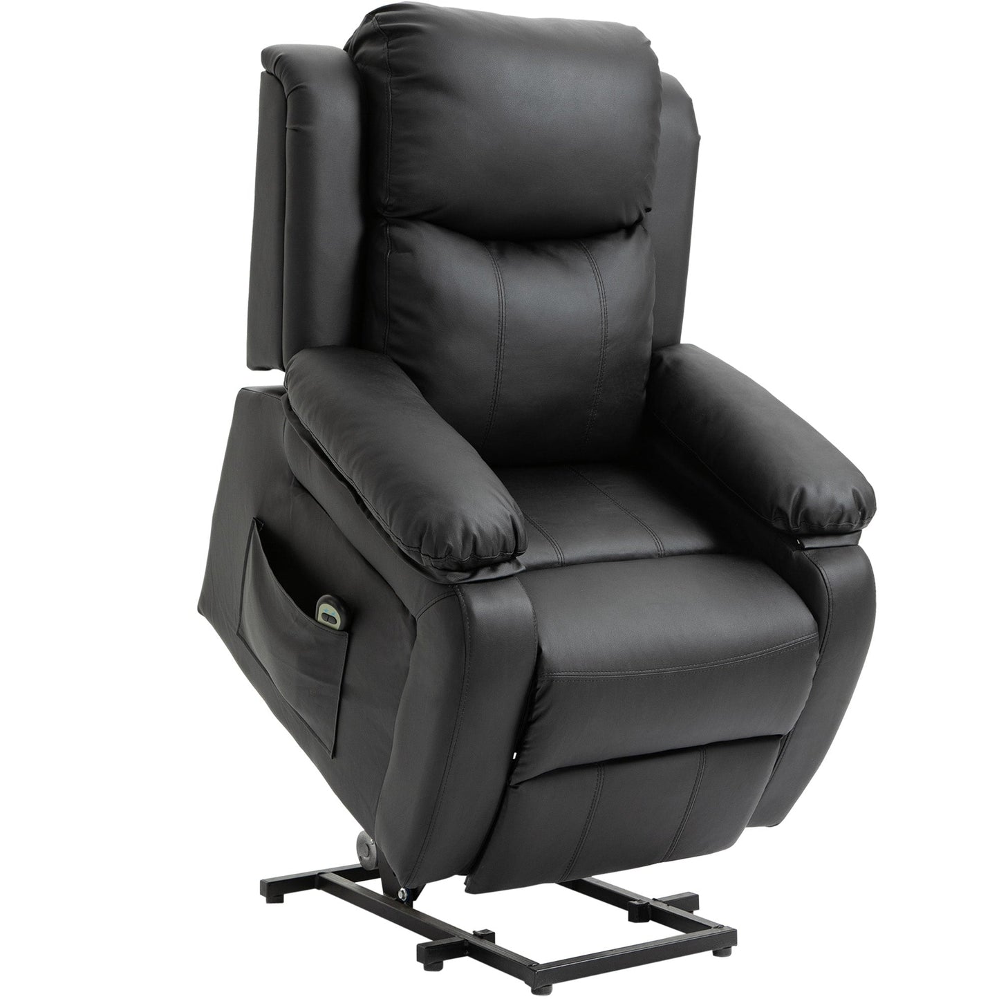 Fauteuil releveur électrique de salon HOMCOM, fauteuil inclinable électrique en cuir PU pour personnes âgées avec télécommande