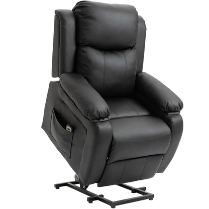 Fauteuil releveur électrique de salon HOMCOM, fauteuil inclinable électrique en cuir PU pour personnes âgées avec télécommande