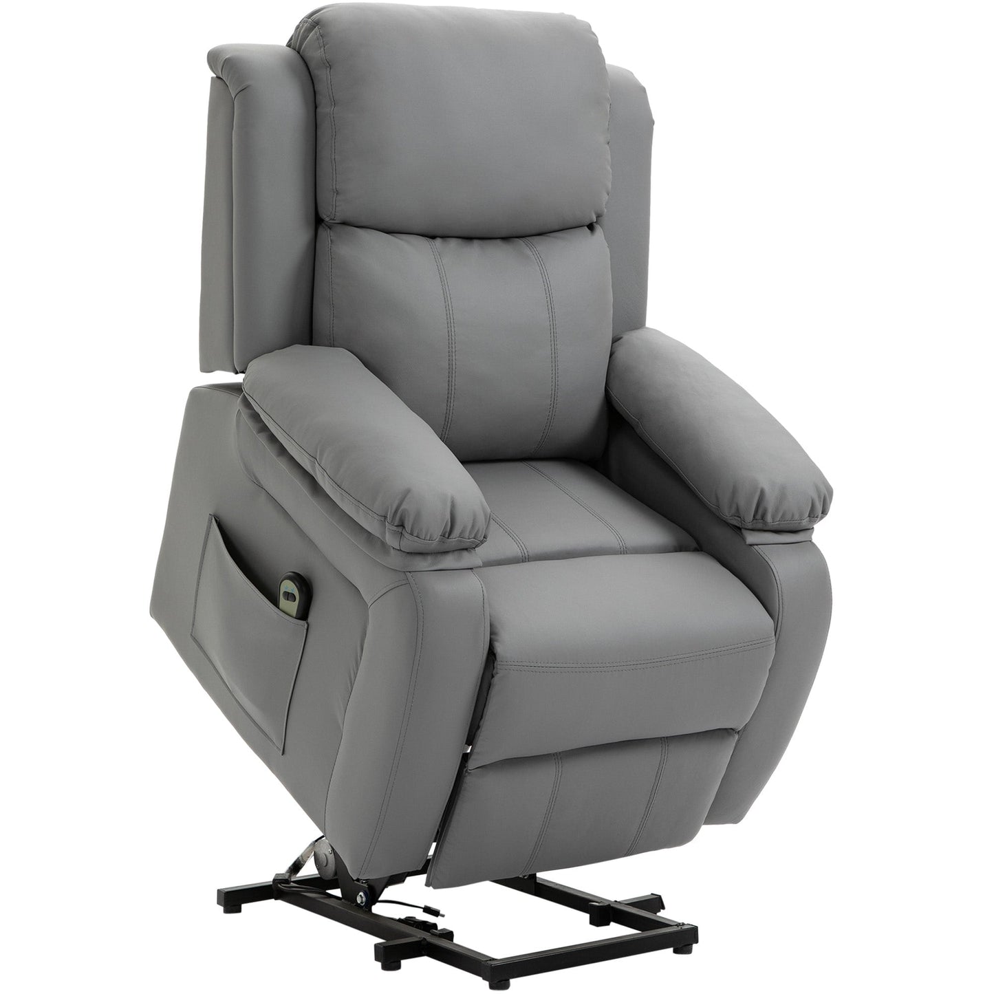 Fauteuil releveur électrique de salon HOMCOM, fauteuil inclinable électrique en cuir PU pour personnes âgées avec télécommande