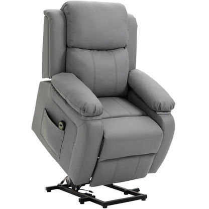 Fauteuil releveur électrique de salon HOMCOM, fauteuil inclinable électrique en cuir PU pour personnes âgées avec télécommande