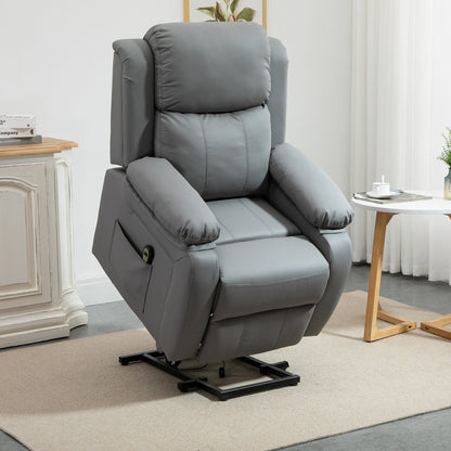 Fauteuil releveur électrique de salon HOMCOM, fauteuil inclinable électrique en cuir PU pour personnes âgées avec télécommande