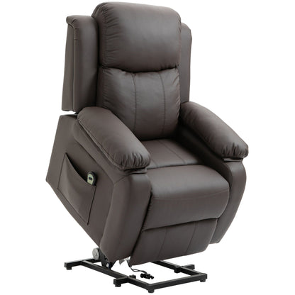 Fauteuil releveur électrique de salon HOMCOM, fauteuil inclinable électrique en cuir PU pour personnes âgées avec télécommande