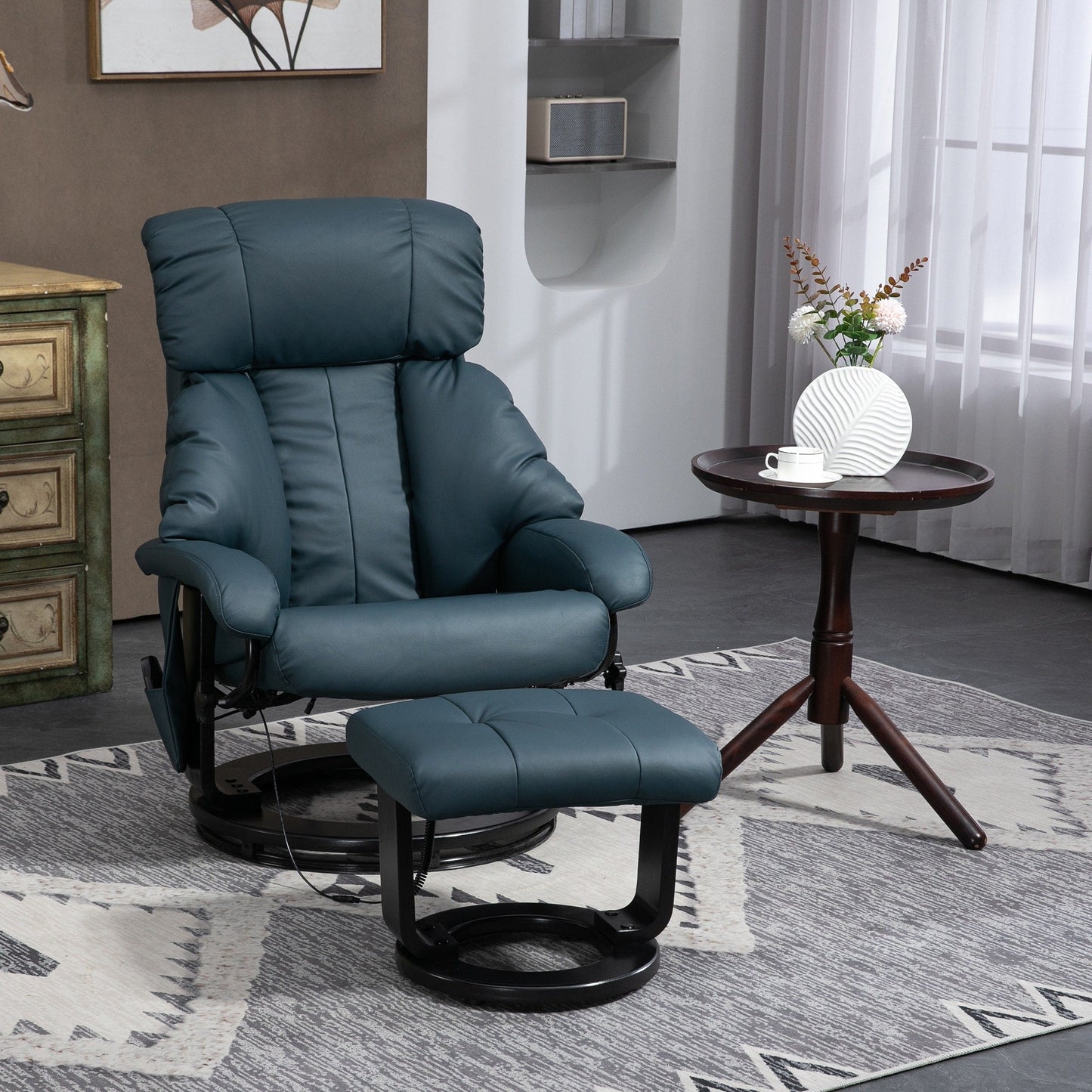 Fauteuil inclinable massant HOMCOM avec repose-pieds, pivotant à 360°, en similicuir, gris