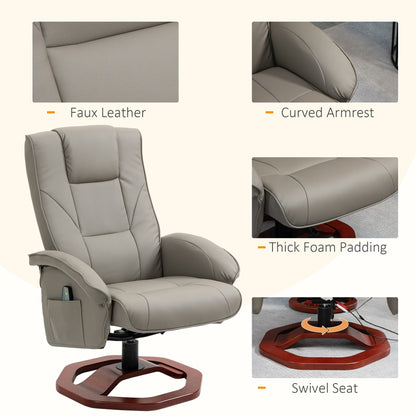 Fauteuil inclinable massant électrique en similicuir avec repose-pieds HOMCOM