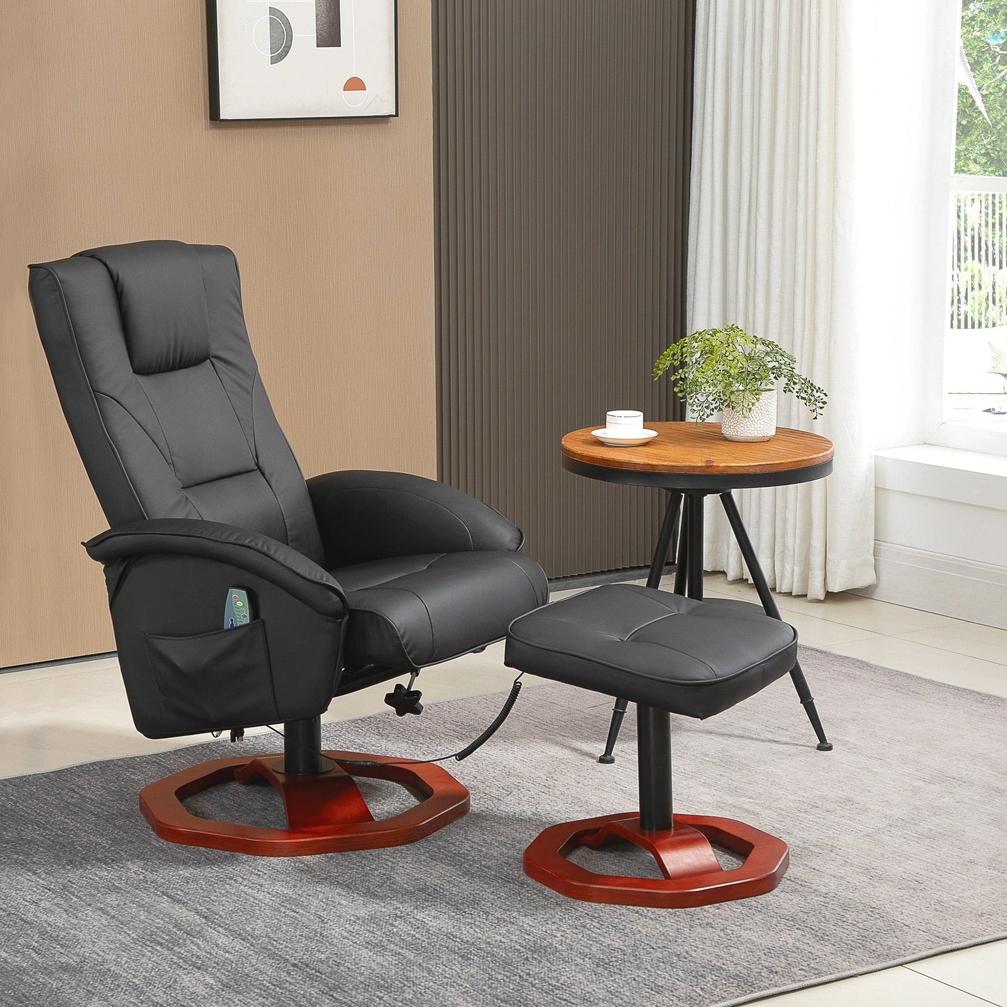 Fauteuil inclinable massant électrique en similicuir avec repose-pieds HOMCOM