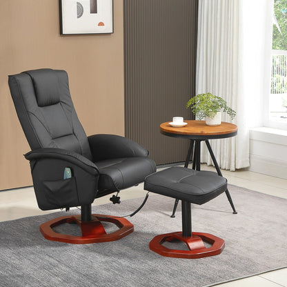 Fauteuil inclinable massant électrique en similicuir avec repose-pieds HOMCOM