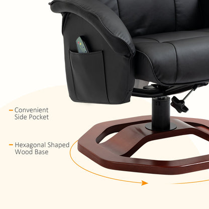 Fauteuil inclinable massant électrique en similicuir avec repose-pieds HOMCOM