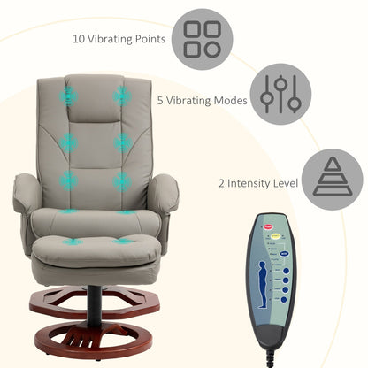 Fauteuil inclinable massant électrique en similicuir avec repose-pieds HOMCOM