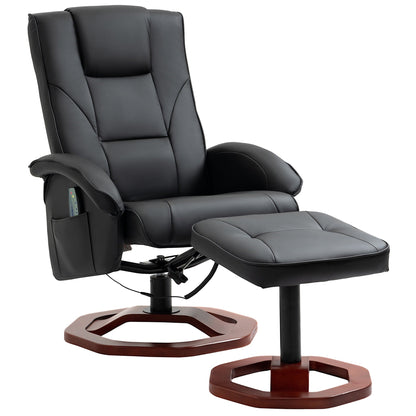 Fauteuil inclinable massant électrique en similicuir avec repose-pieds HOMCOM