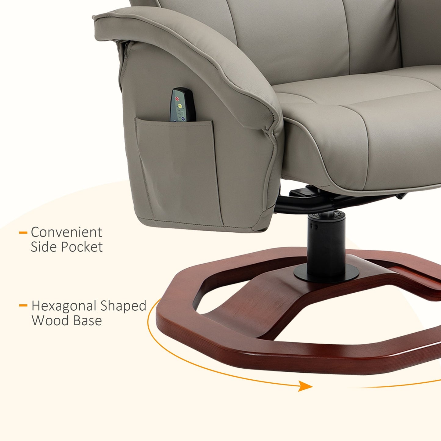 Fauteuil inclinable massant électrique en similicuir avec repose-pieds HOMCOM