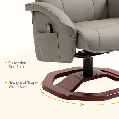 Fauteuil inclinable massant électrique en similicuir avec repose-pieds HOMCOM