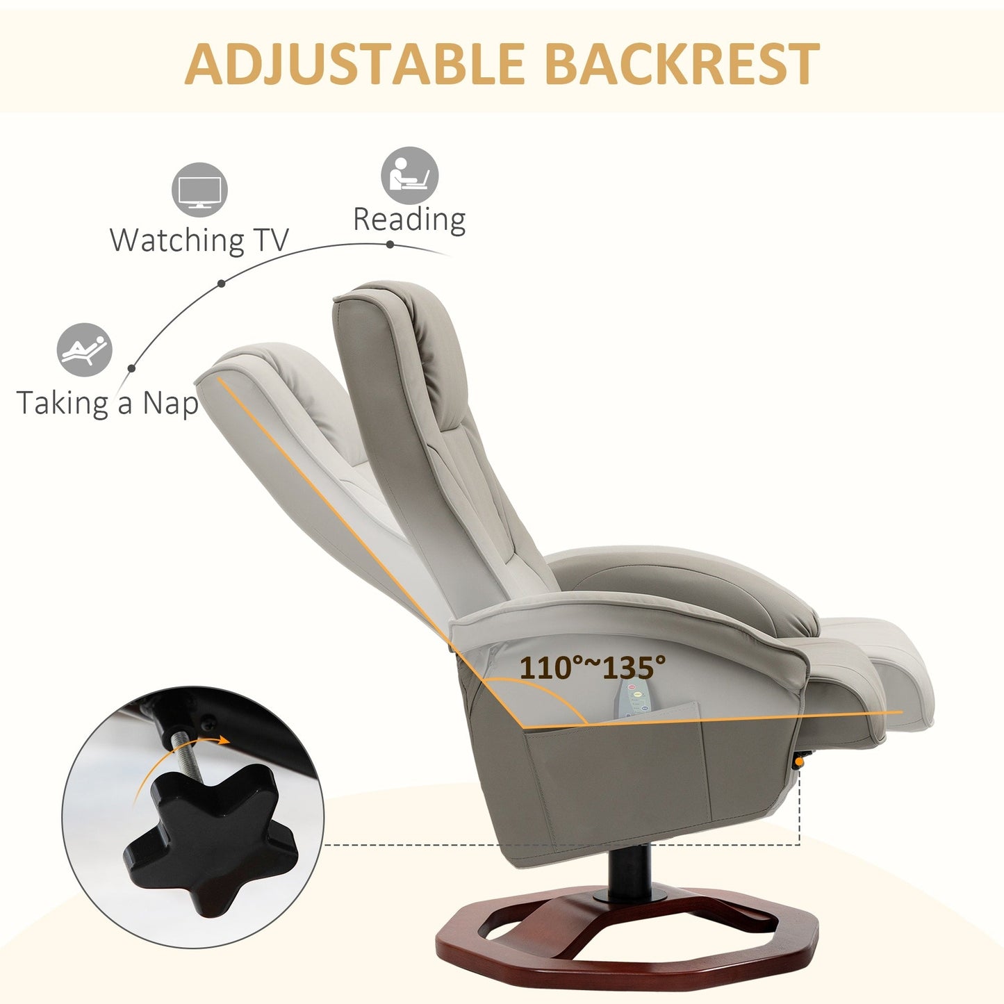 Fauteuil inclinable massant électrique en similicuir avec repose-pieds HOMCOM