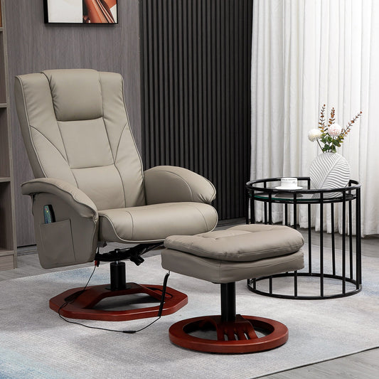 Fauteuil inclinable massant électrique en similicuir avec repose-pieds HOMCOM
