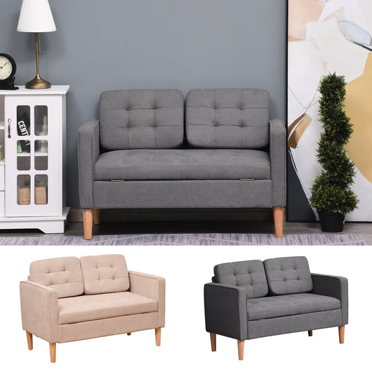 Canapé-lit de rangement moderne en tissu capitonné à boutons HOMCOM