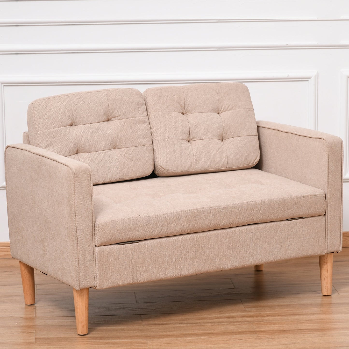 Canapé-lit de rangement moderne en tissu capitonné à boutons HOMCOM