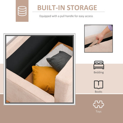 Canapé-lit de rangement moderne en tissu capitonné à boutons HOMCOM