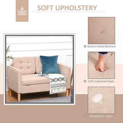 Canapé-lit de rangement moderne en tissu capitonné à boutons HOMCOM