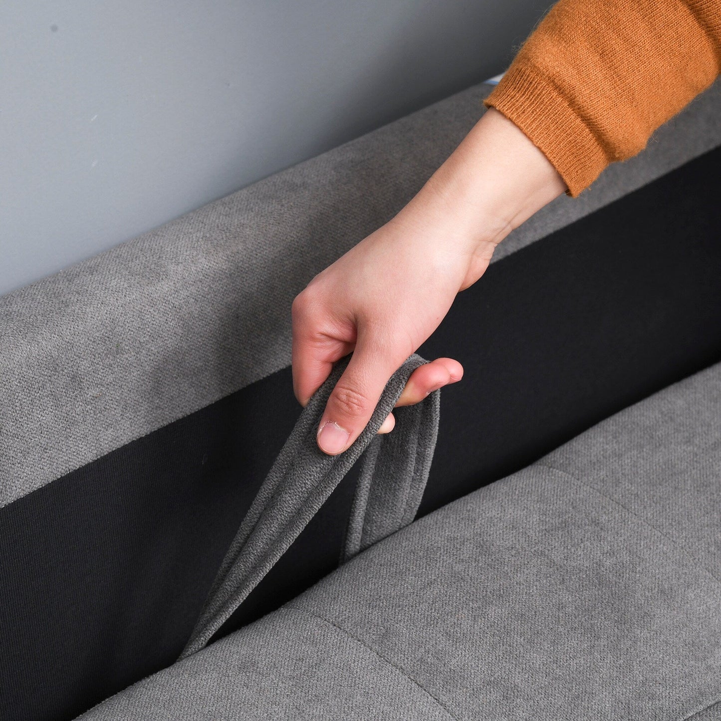 Canapé-lit de rangement moderne en tissu capitonné à boutons HOMCOM