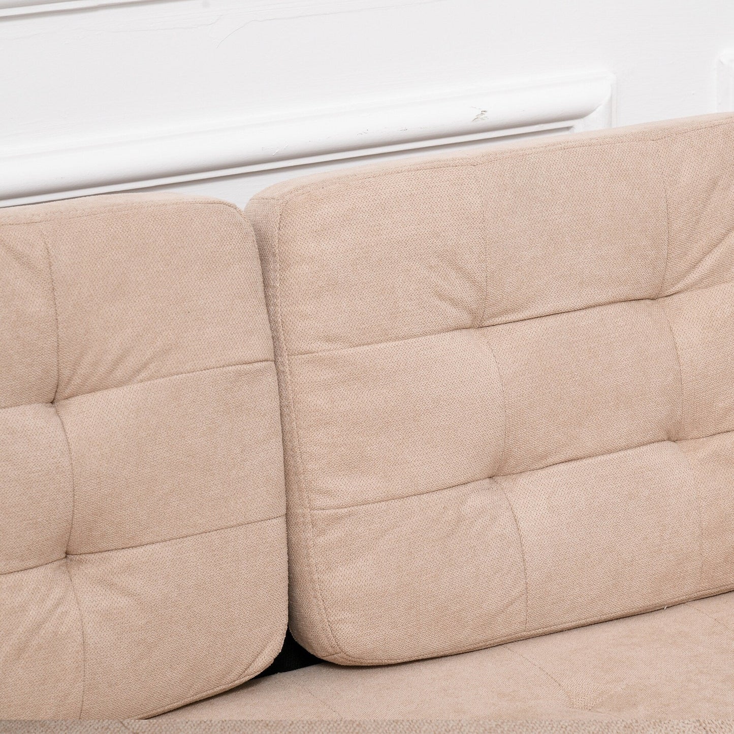 Canapé-lit de rangement moderne en tissu capitonné à boutons HOMCOM