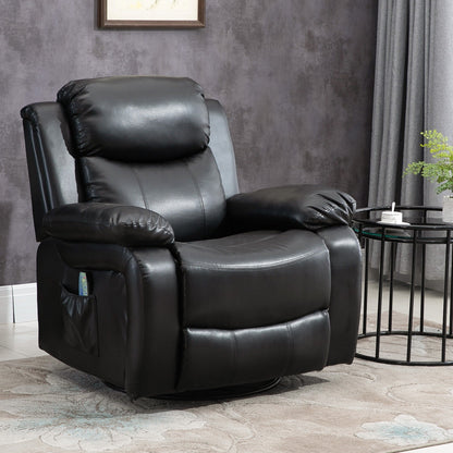 Fauteuil inclinable massant en similicuir HOMCOM, canapé à bascule pivotant avec télécommande, repose-pieds et assise rembourrée pour salon