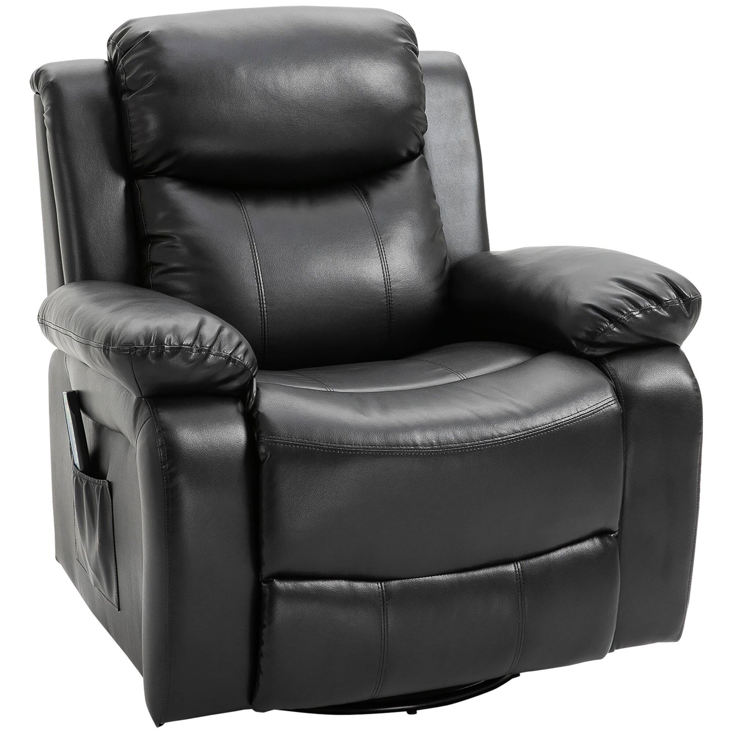 Fauteuil inclinable massant en similicuir HOMCOM, canapé à bascule pivotant avec télécommande, repose-pieds et assise rembourrée pour salon