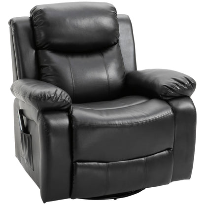 Fauteuil inclinable massant en similicuir HOMCOM, canapé à bascule pivotant avec télécommande, repose-pieds et assise rembourrée pour salon