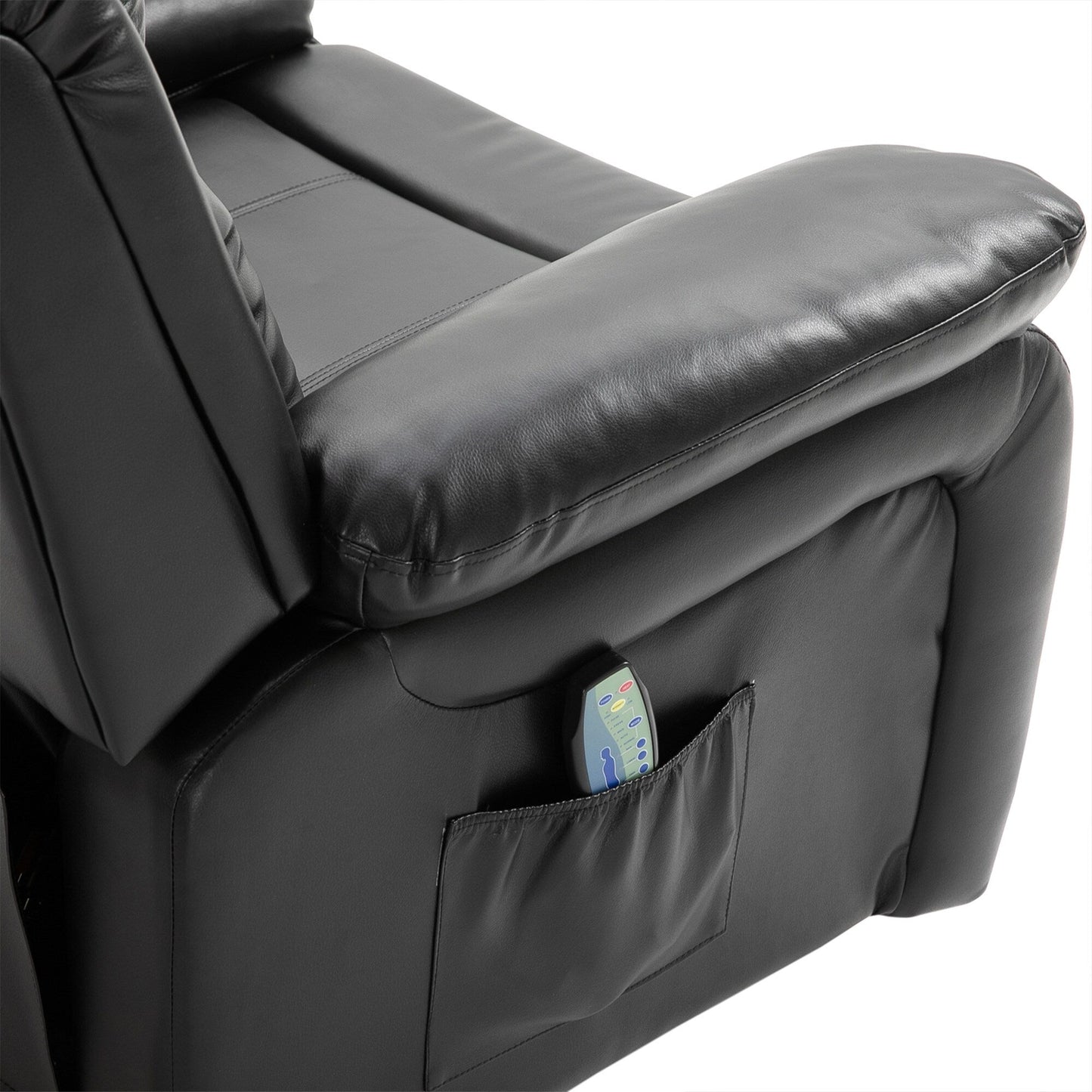 Fauteuil inclinable massant en similicuir HOMCOM, canapé à bascule pivotant avec télécommande, repose-pieds et assise rembourrée pour salon