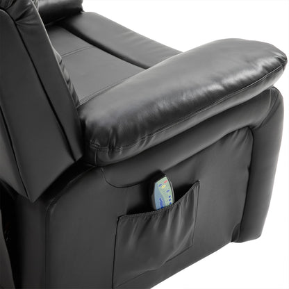 Fauteuil inclinable massant en similicuir HOMCOM, canapé à bascule pivotant avec télécommande, repose-pieds et assise rembourrée pour salon