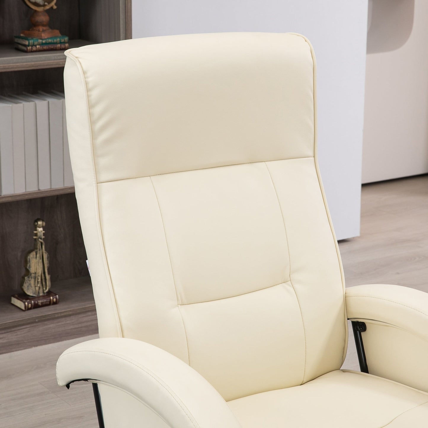 Fauteuil inclinable HOMCOM en polyuréthane avec repose-pieds, chaise longue avec dossier réglable à 135°, base pivotante en bois