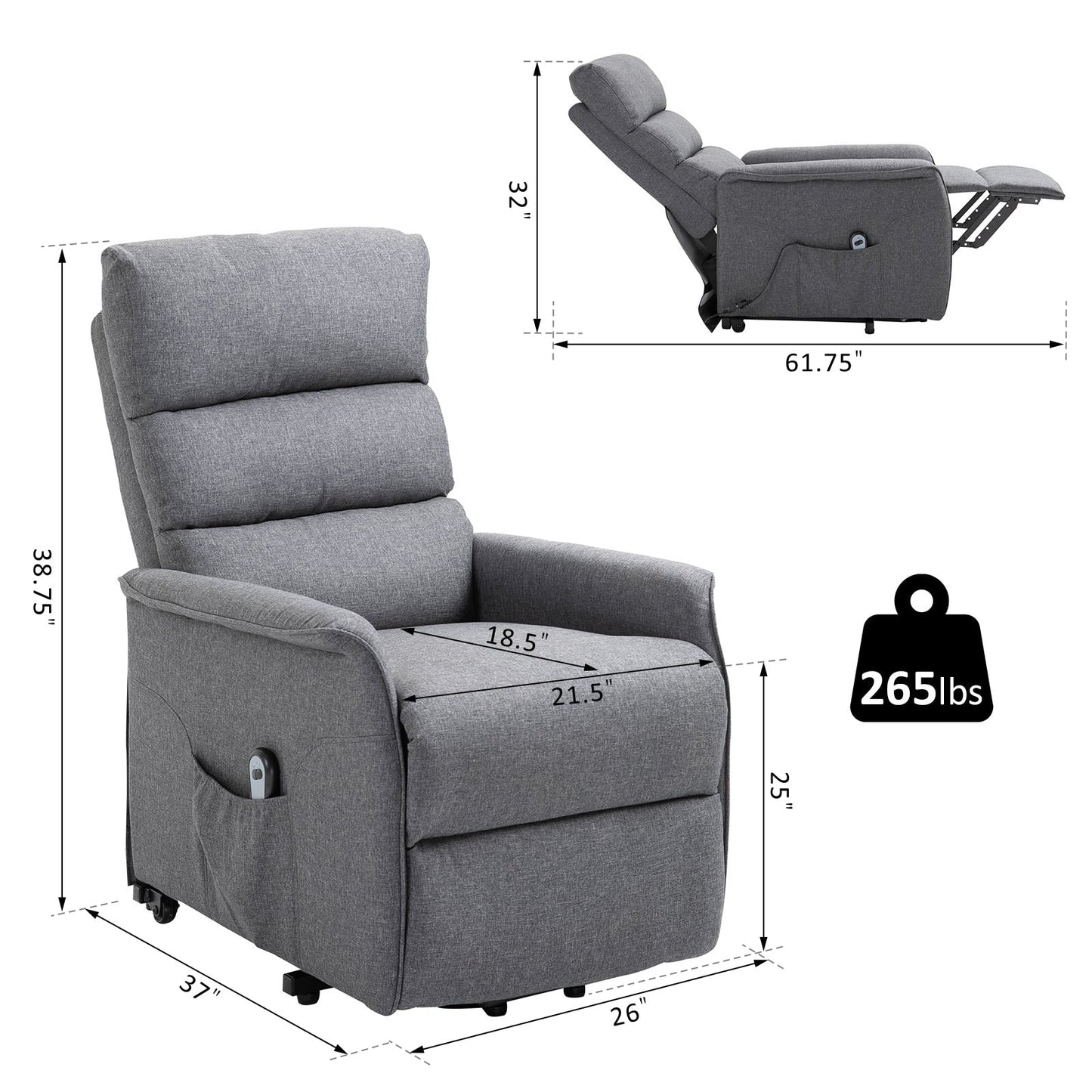 Fauteuil inclinable électrique HOMCOM avec télécommande