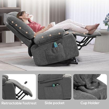 Fauteuil releveur électrique HOMCOM avec massage par vibrations et chaleur, fauteuil releveur en tissu pour personnes âgées