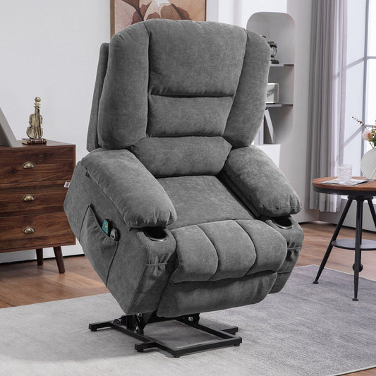Fauteuil releveur électrique HOMCOM avec massage par vibrations et chaleur, fauteuil releveur en tissu pour personnes âgées