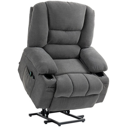 Fauteuil releveur électrique HOMCOM avec massage par vibrations et chaleur, fauteuil releveur en tissu pour personnes âgées