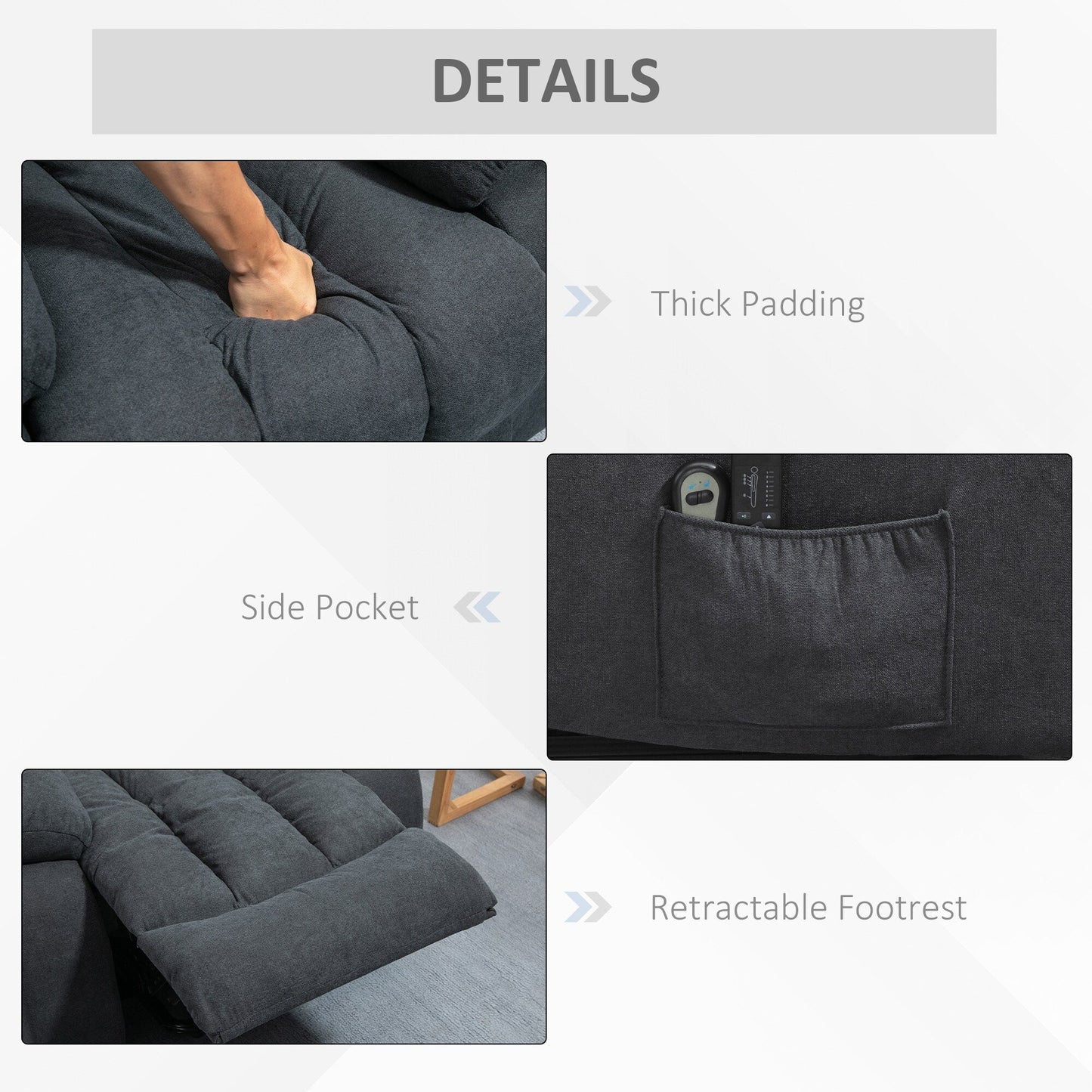 Fauteuil inclinable releveur électrique HOMCOM pour personnes âgées de grande taille avec massage