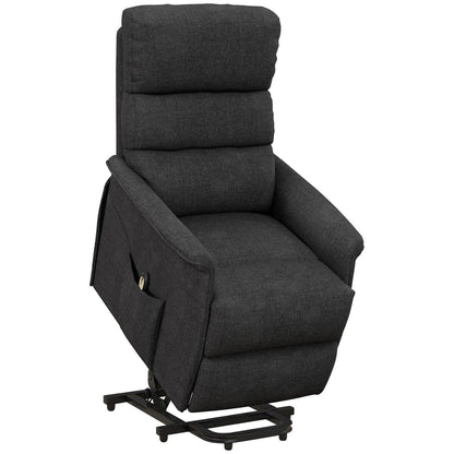 Fauteuil releveur électrique HOMCOM pour personnes âgées, montage facile, tissu releveur avec télécommande, poches latérales pour le salon