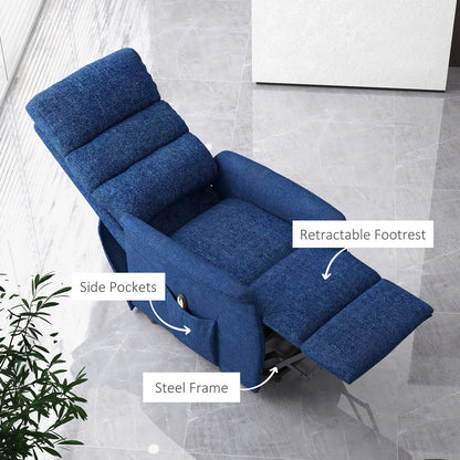 Fauteuil releveur électrique HOMCOM pour personnes âgées, montage facile, tissu releveur avec télécommande, poches latérales pour le salon
