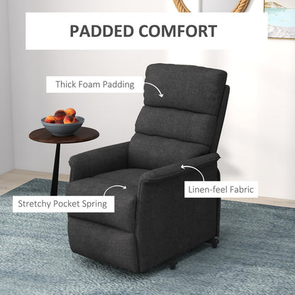 Fauteuil releveur électrique HOMCOM pour personnes âgées, montage facile, tissu releveur avec télécommande, poches latérales pour le salon