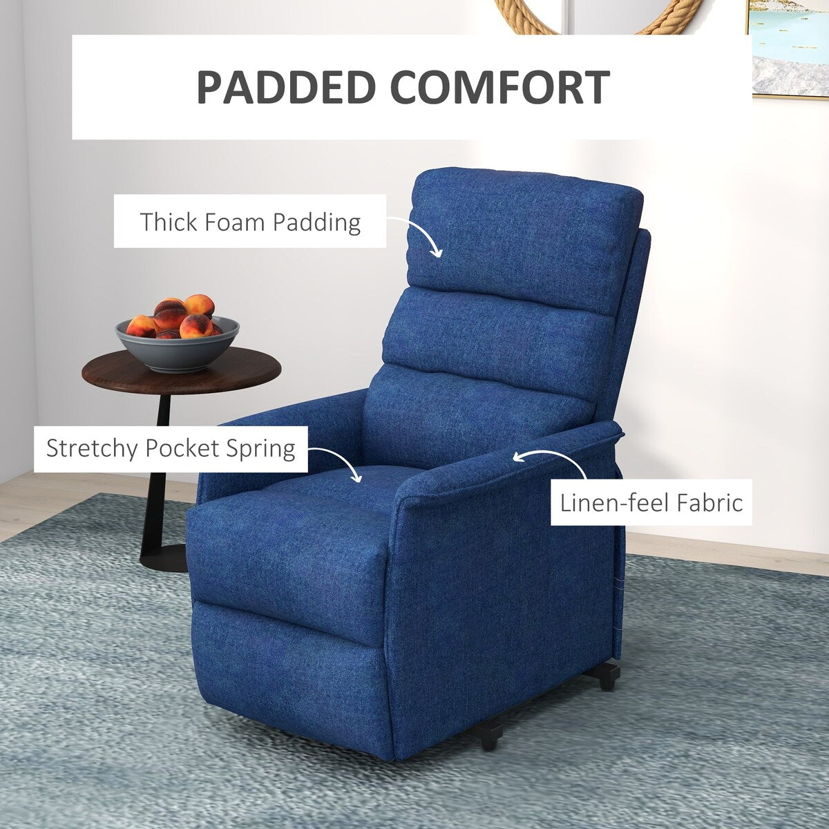 Fauteuil releveur électrique HOMCOM pour personnes âgées, montage facile, tissu releveur avec télécommande, poches latérales pour le salon